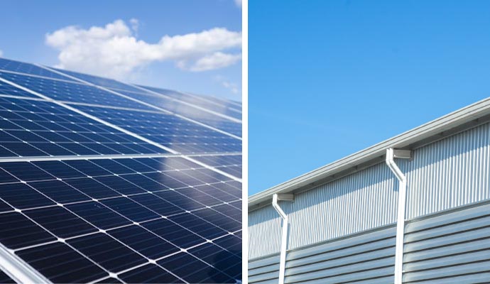 Collage of solar panel and gutter installation services