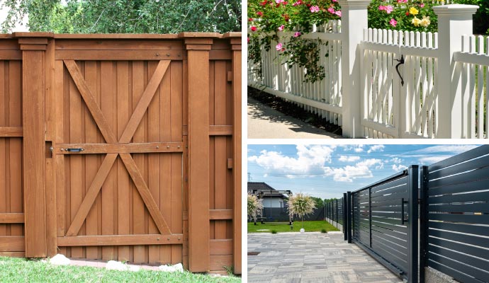 Collage of different fence gates