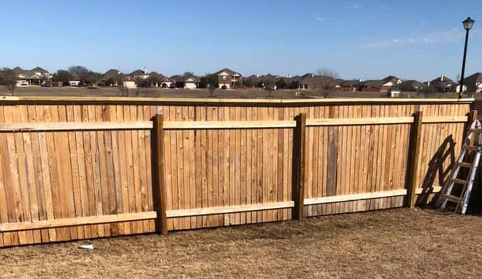 An installed wooden fence