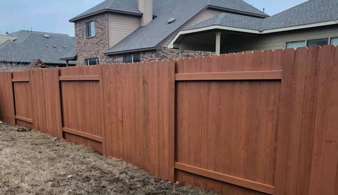 newly installed wooden fence