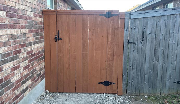 newly installed wooden gate