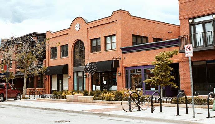 Front view of a restaurant