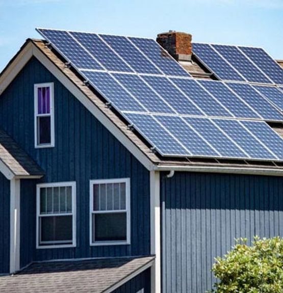 Installed solar panels on the roof of a residential home