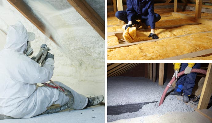 Collage of different types of roofing insulation