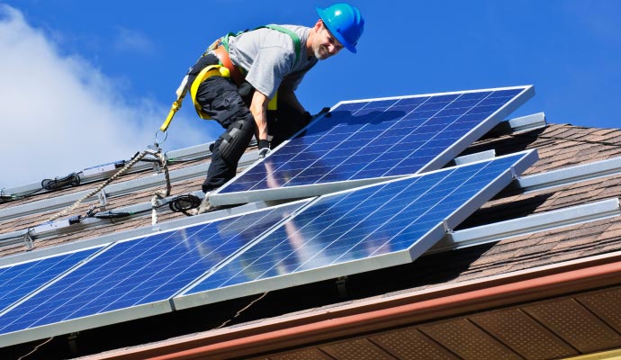 Solar panel installation by professional