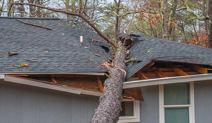 Storm damaged roof in Round Rock